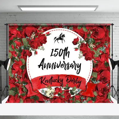 Red Rose Kentucky Dervy 150th Anniversary Backdrop - Aperturee