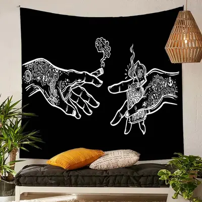 Handheld Lighter & Floral Pattern Tapestry for Room Decor, 1 Count Modern Abstract Art Tapestry for Home Decor, Modern Fabric...