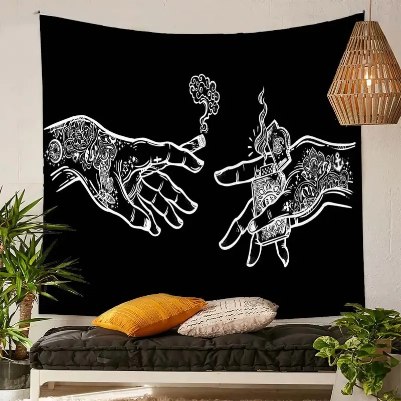 Handheld Lighter & Floral Pattern Tapestry for Room Decor, 1 Count Modern Abstract Art Tapestry for Home Decor, Modern Fabric...