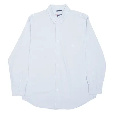 CHAPS Shirt Blue Pinstripe Long Sleeve Mens L