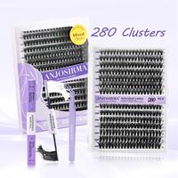 ANJOSIRMA Lash Extension Kit DIY 280pcs Lash Clusters Eyelash Extension Kit, 9-16mm 30D 40D Individual Lashes Kit with Lash B...