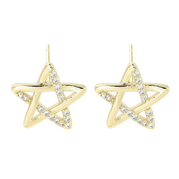 Brass Micro Pave Clear Cubic Zirconia Studs Earring for Women