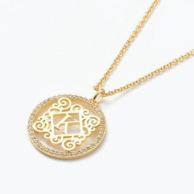 Brass Micro Pave Clear Cubic Zirconia Pendant Necklaces