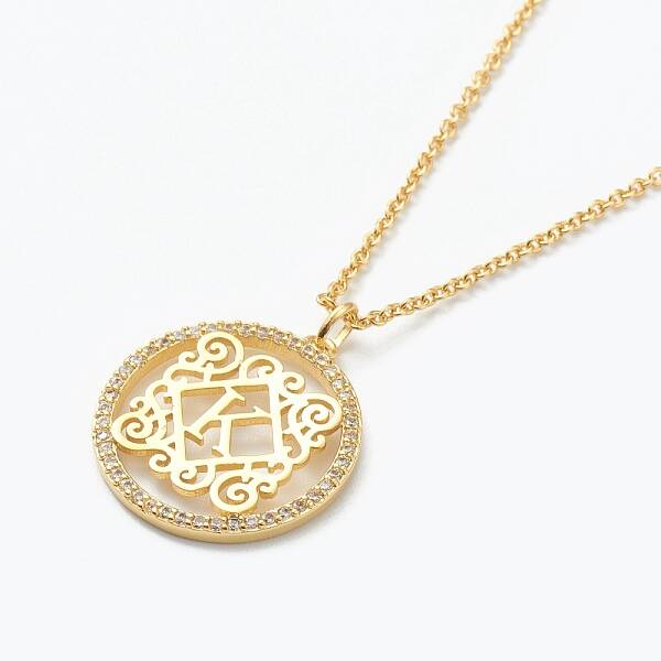 Brass Micro Pave Clear Cubic Zirconia Pendant Necklaces