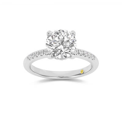 Aurelia Quarter Coverage Hidden Halo Round Lab Grown Diamond Engagement Ring | 18K White Gold 2 7/8 CT. TW.