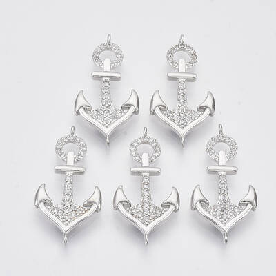 Brass Micro Pave Clear Cubic Zirconia Links connectors