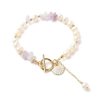 Natural Amethyst Chip Beaded Bracelet