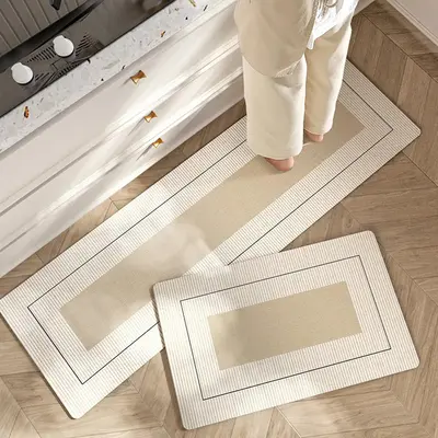 Kitchen Mat, 1 Count Modern Simple Non-slip Absorbent Kitchen Rug, Washable Floor Mat for Kitchen, Laundry Room, Hallway, Roo...