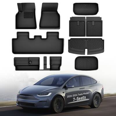 Floor Mats for Tesla Model Y 2020-2024 7-Seat, All Weather Protection Car Mats TPE Cargo Liner Floor Mats and Cargo Trunk Mat...