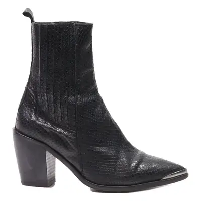 JONAK Block Heels Black Leather Womens UK 4