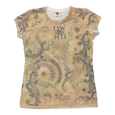 South Dakota Harley Davidson Graphic T-Shirt - 2XL Beige Cotton
