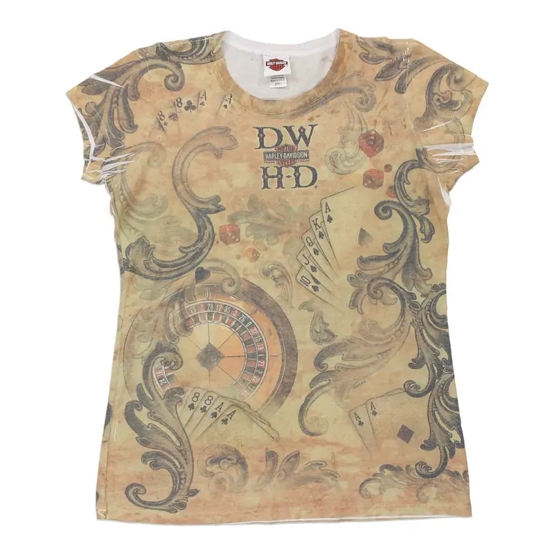 South Dakota Harley Davidson Graphic T-Shirt - 2XL Beige Cotton