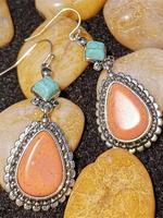 1 Pair Boho Style Water Drop Shaped Turquoise Decor Dangle Earrings, Vintage Style Drop Earrings, Fashion Jewelry for Women