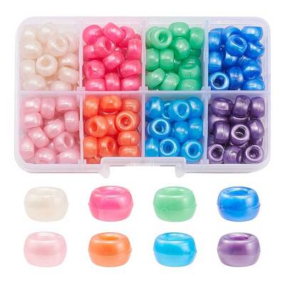 184Pcs 8 Colors Plastic Pearlized Beads