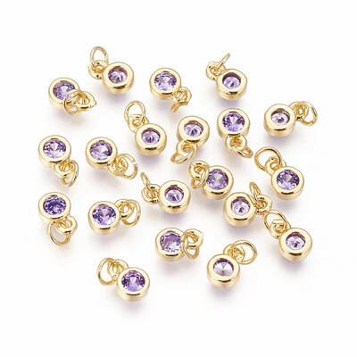 Brass with Single Cubic Zirconia Charms