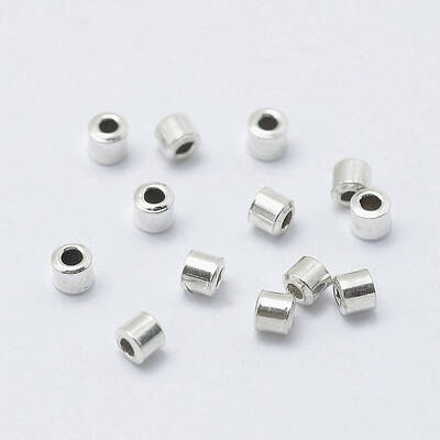 Rhodium Plated 925 Sterling Silver Crimp Beads