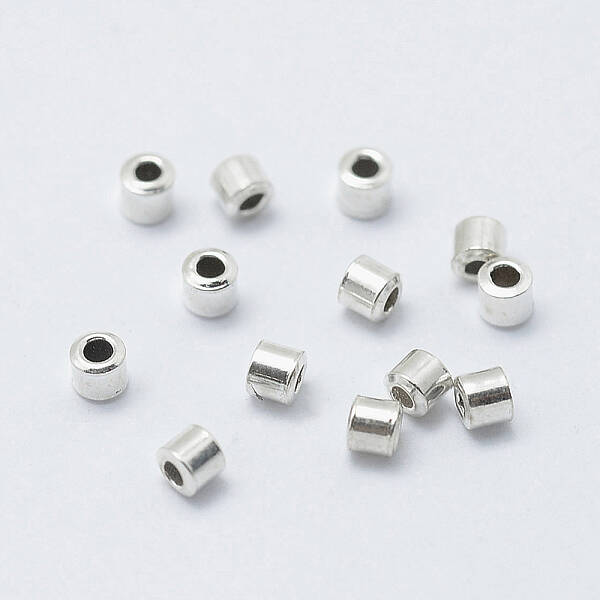 Rhodium Plated 925 Sterling Silver Crimp Beads