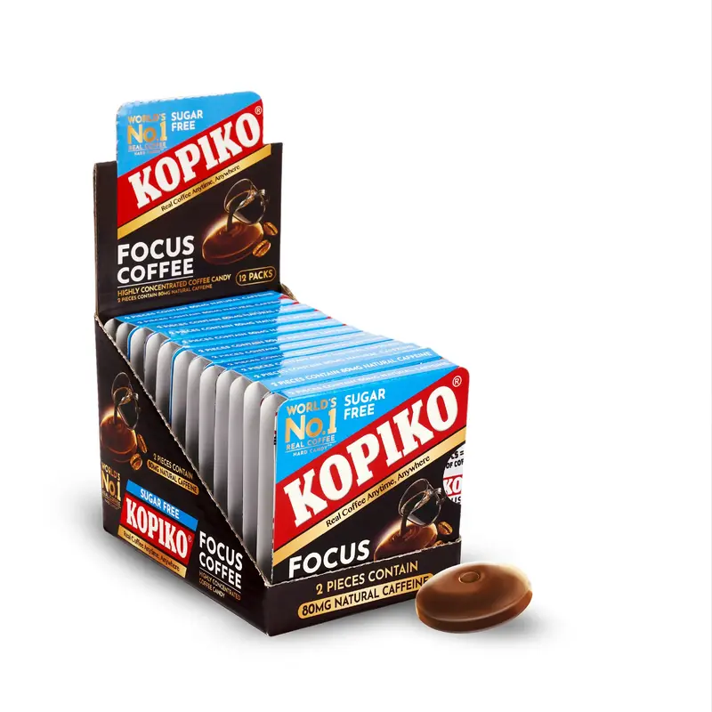 Kopiko Focus Coffee Candy - Highly Concentrated Coffee Candy, 2 Pieces Contain 80mg of Natural Caffeine - Coffee you can Suck