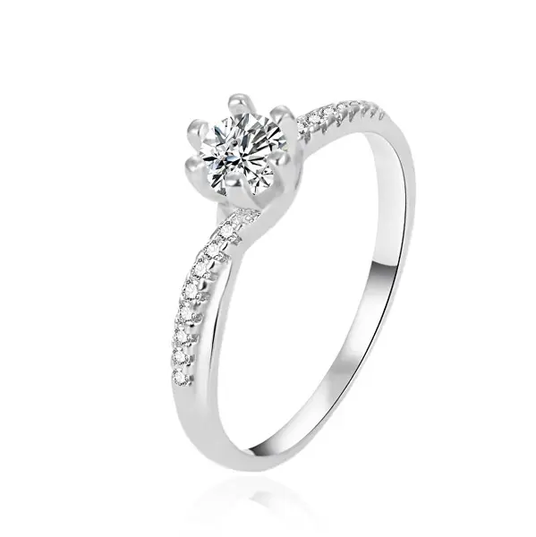 Agato AGT-R15W Zirconia Silver Engagement Ring - Size: 58mm