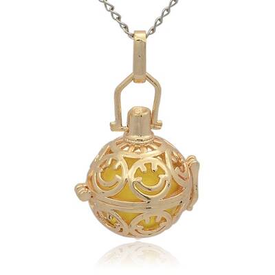 Golden Tone Brass Hollow Round Cage Pendants