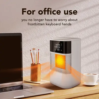 Christmas Portable 1500W PTC Heater Fast Heating Thermostat Timer Oscillation Overheat Protection Energy-Efficient LED Flame ...