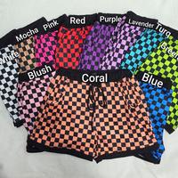 Checker Print Drawstring Shorts **Rebel Raven