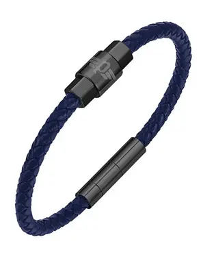 Police Bracciale In Pelle Blu Rock Rebel Peagb0001403/4 - Lunghezza: 18 Cm