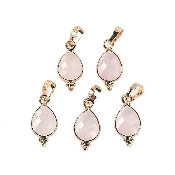 Natural Rose Quartz Faceted Pendans