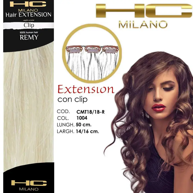 Hc milano extension 3 remy clips width 14-16cm length 50cm col.1004 gray