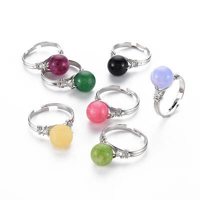 Adjustable Dyed Natural Quartz Finger Rings
