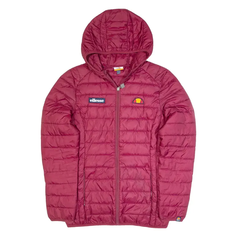 ELLESSE Lightweight Womens Puffer Jacket Maroon Hooded UK 8