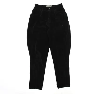 LEONE Corduroy Trousers Black Regular Tapered Womens W24 L28