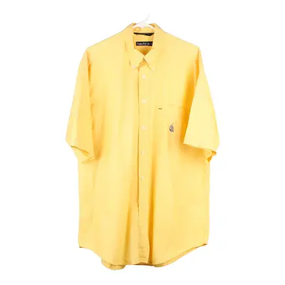 Nautica Short Sleeve Shirt - Large Yellow Cotton