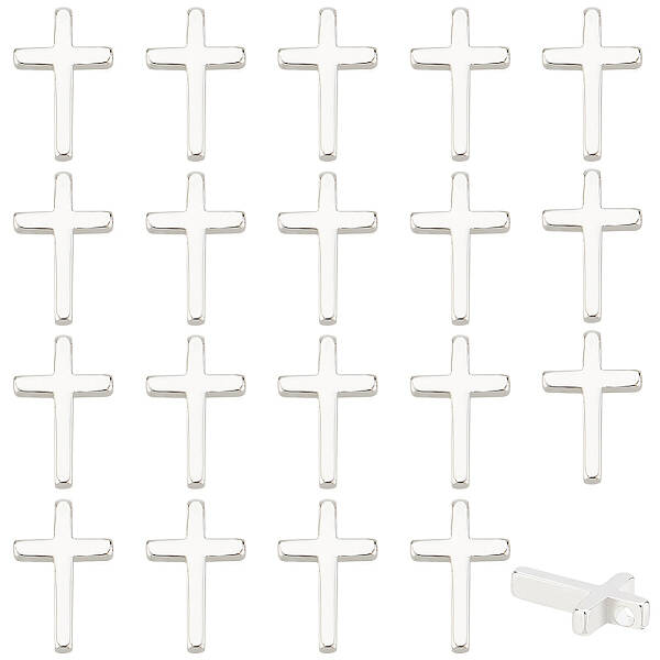 20Pcs Brass Tiny Cross Charms