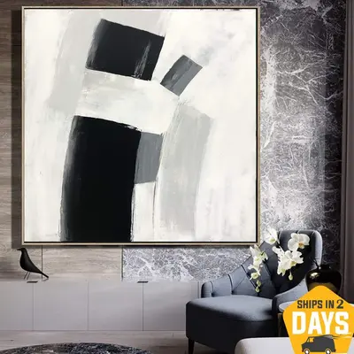 Black and White Painting Minimalist Art Canvas Contemporary Artwork Abstract Canvas Wall Art Modern Painting for Home Decor |...