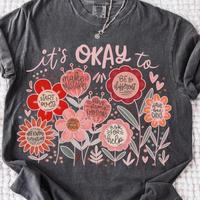 [Saleup to 75%]Comfort Colors It's Okay to boho floral Shirt ,Vintage Flower Shirt, Wildflower Tee, Woman Gift, vintage 90s g...