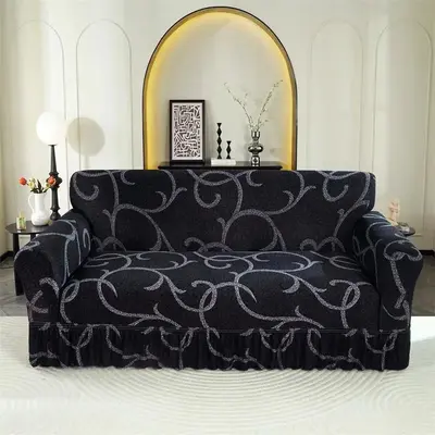 Sofa Cover with Skirt, 1 Count Non-slip Sofa Slipcover, Couch Sofa Protector for Home Living Room Bedroom Hotel Dormitory De...