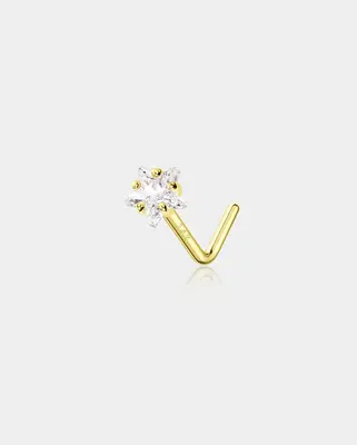 14K Gold Crystal Star L-Shape Nose Stud