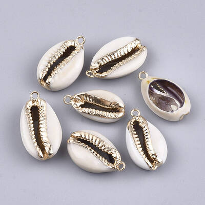 Electroplate Cowrie Shell Pendants