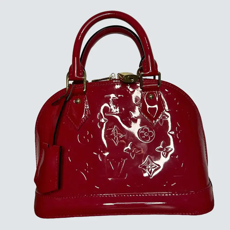 Pre-owned Louis Vuitton Vernis Leather Top Handle Vernis Alma BB w/ Original Strap & Lock and Key