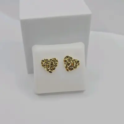 NUGGET heart style Medium size earrings studs GOLD-PLATED fashion style