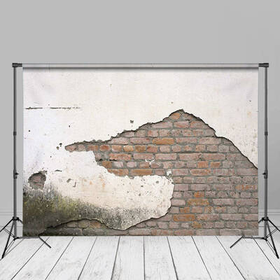 Old Clay Faded Cracked Paint Brick Photo Backdrop - Aperturee