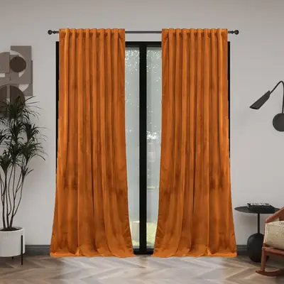 Solid Color Velvet Heavy Curtain, 2 Counts/set Modern Simple Luxury Style Room Decor Window Curtain, Home Decor Curtain for L...
