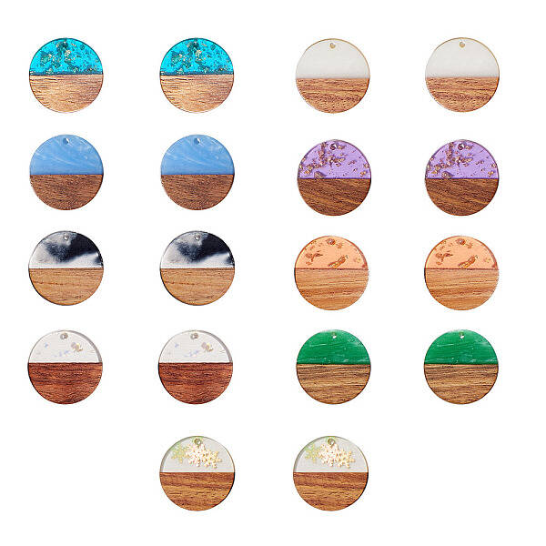 Opaque Resin & Transparent Resin & Walnut Wood Pendants