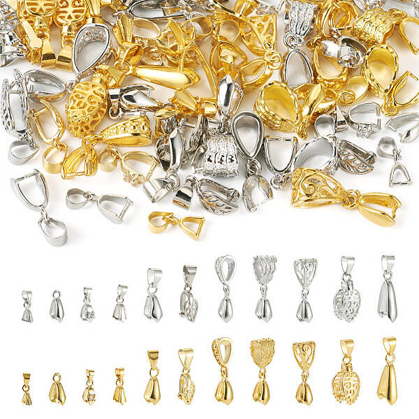 88Pcs 22 Styles Brass Ice Pick Pinch Bails