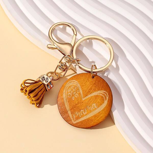 Wood Tassel Pendant Keychain