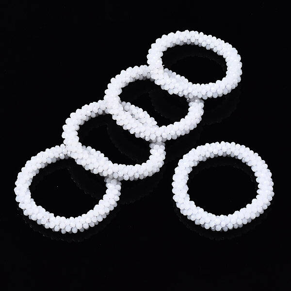Faceted Opaque Glass Beads Stretch Bracelets