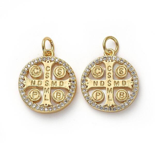 Golden Tone Brass Micro Pave Cubic Zirconia Pendants