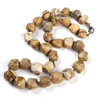 Natural Picture Jasper Nuggets Beaded Necklaces for Women Men