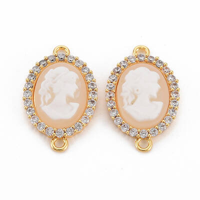 Brass Clear Cubic Zirconia Links Connectors